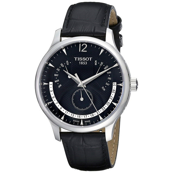 Tissot Men's T0636371605700 Tradition Multi-Function Black Leather Watch