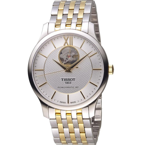 Tissot Men's T0639072203800 Tradition Powermatic 80 Open Heart Automatic Two-Tone Stainless Steel Watch