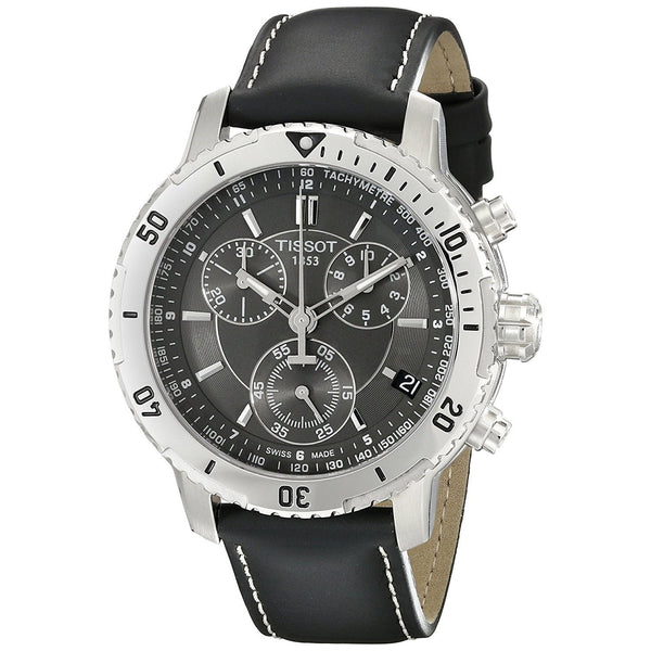 Tissot Men's T0674171605100 PRS 200 Chronograph Black Leather Watch