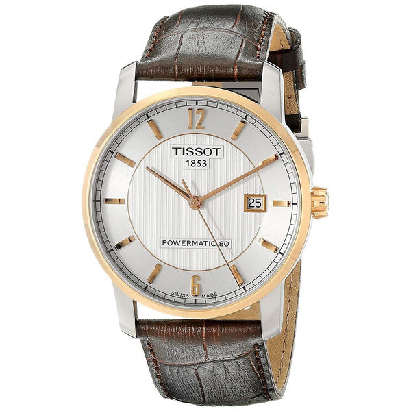 Tissot Men's T0874075603700 T-Classic Powermatic 80 Automatic Brown Leather Watch