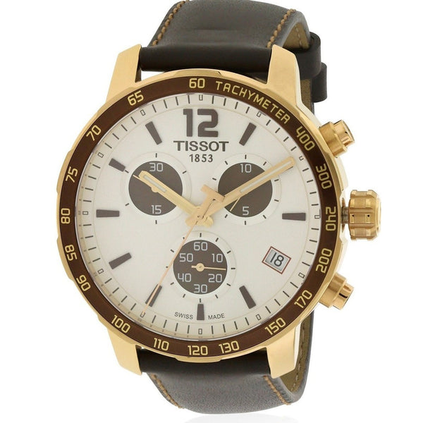 Tissot Men's T0954173603701 Quickster Chronograph Brown Leather Watch