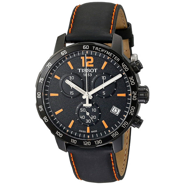 Tissot Men's T0954173605700 Quickster Chronograph Black Leather Watch