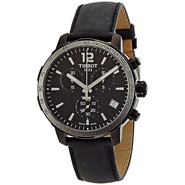 Tissot Men's T0954173605702 Quickster Chronograph Black Leather Watch