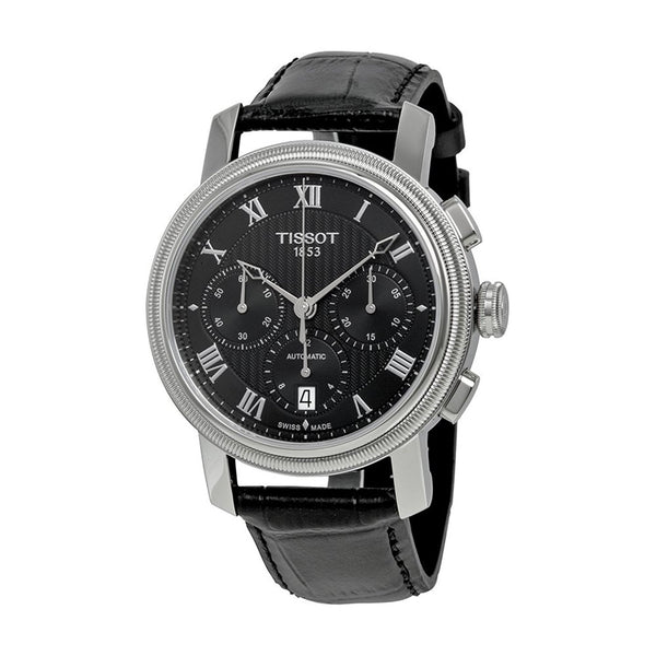 Tissot Men's T0974271605300 Bridgeport Chronograph Automatic Black Leather Watch