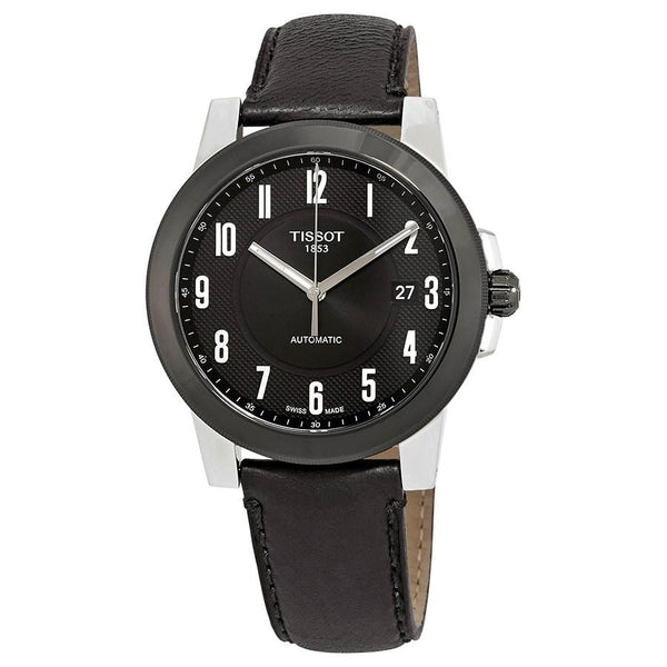 Tissot Men's T0984072605200 Gentleman Automatic Black Leather Watch