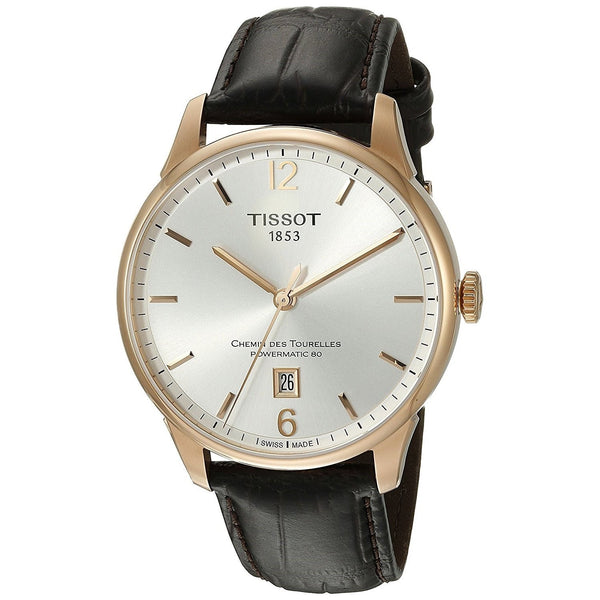 Tissot Men's T0994073603700 T-Classic Chemin Des Tourelles Automatic Brown Leather Watch