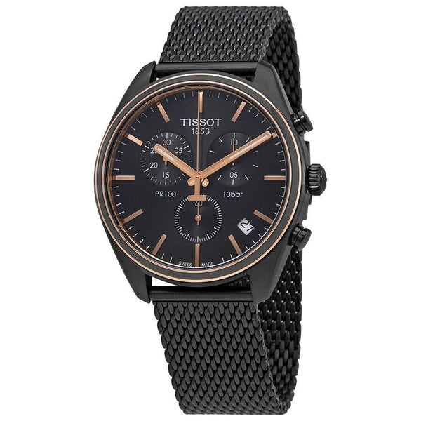 Tissot Men's T1014172306100 PR 100 Anthracite Chronograph Black Stainless Steel Watch