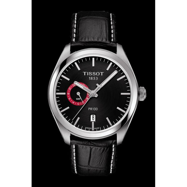 Tissot Men's T1014521605100 T-Classic GMT Black Leather Watch