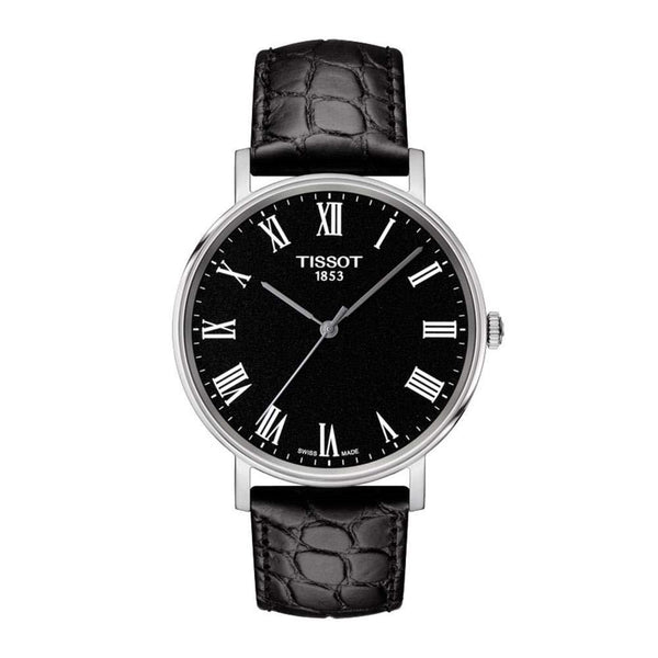 Tissot Men's T1094101605300 Everytime Black Leather Watch