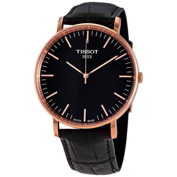 Tissot Men's T1096103605100 Everytime Black Leather Watch