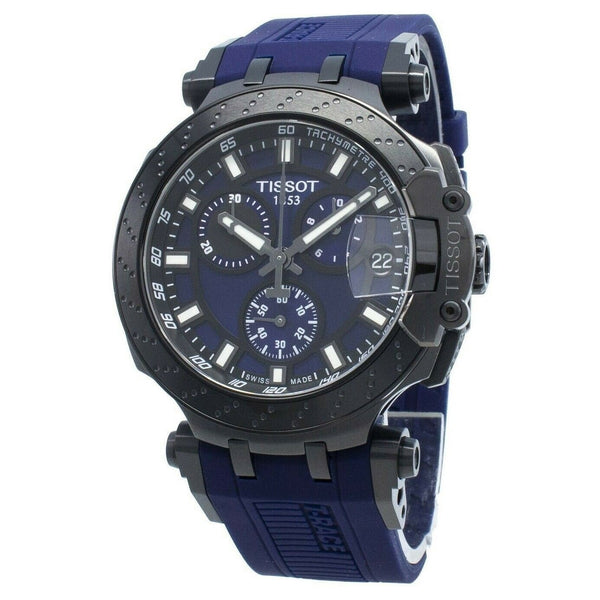 Tissot Men's T1154173704100 T-Race Chronograph Blue Rubber Watch