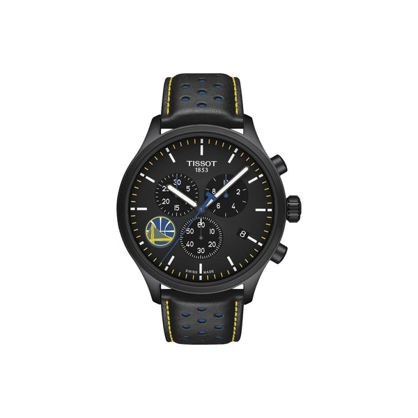 Tissot Men's T1166173605102 XL NBA Golden State Warrior Chronograph Black Leather Watch