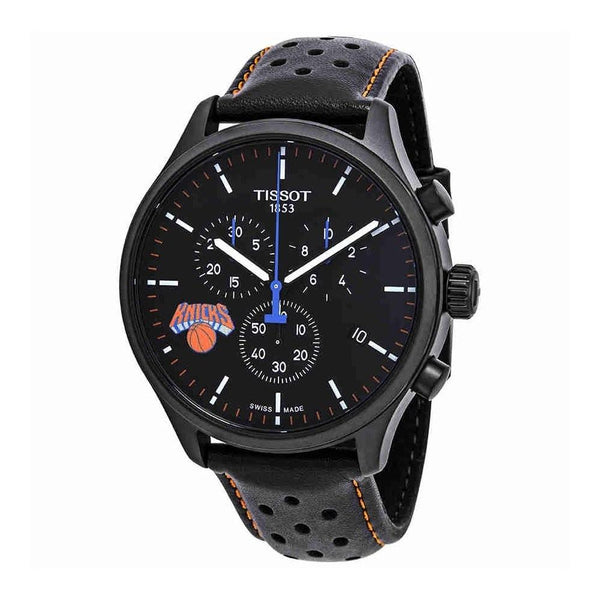 Tissot Men's T1166173605105 XL NBA New York Knicks Chronograph Black Leather Watch