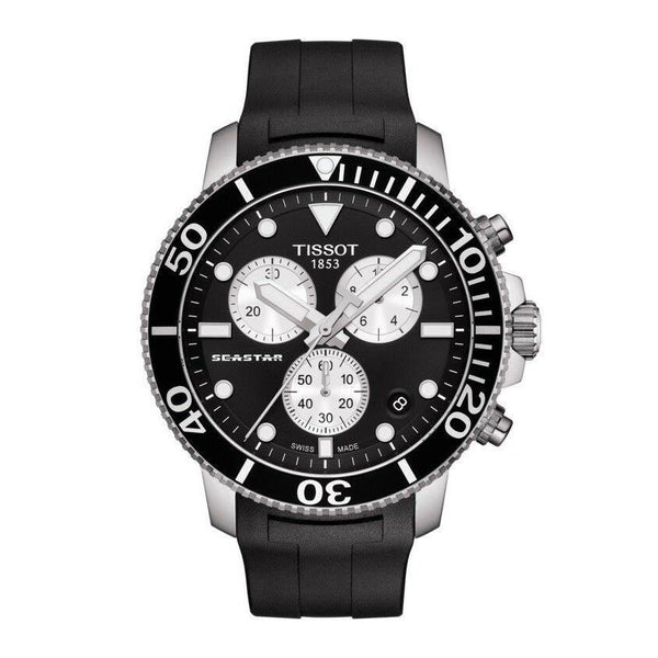 Tissot Men's T1204171705100 Seastar 1000 Chronograph Black Rubber Watch