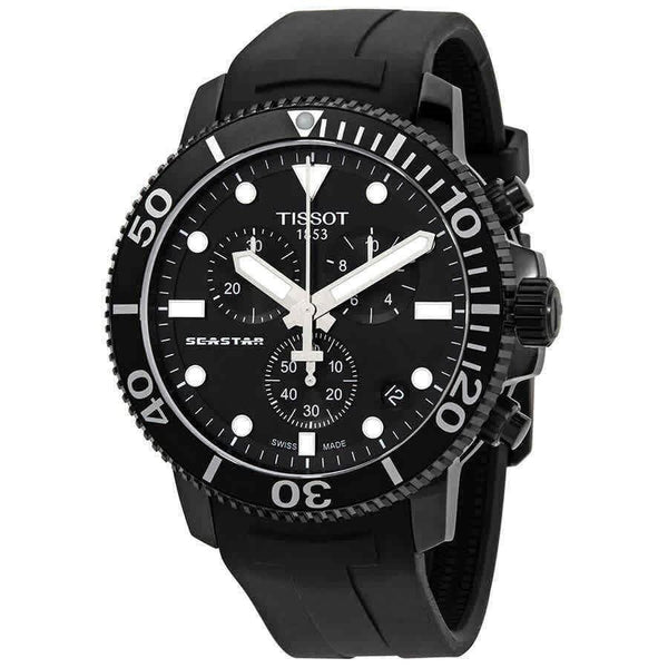 Tissot Men's T1204173705102 Seastar 1000 Chronograph Black Silicone Watch