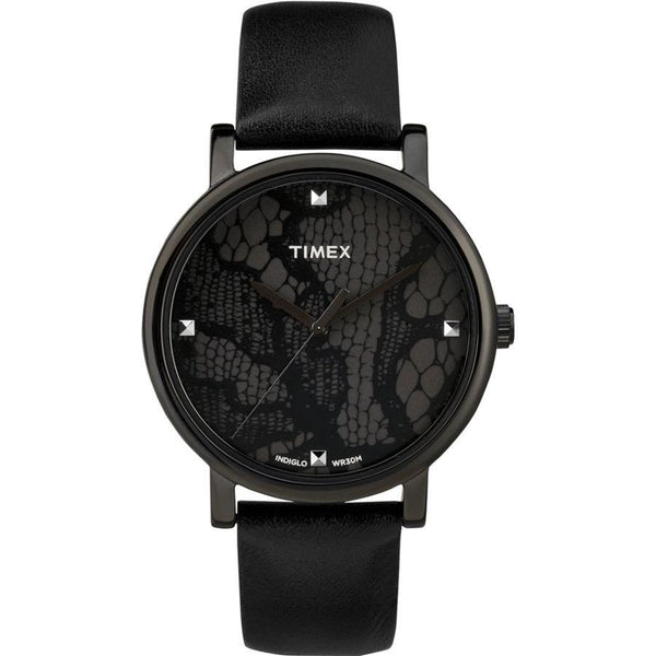 Timex Women's T2P461 Originals Black Leather Watch