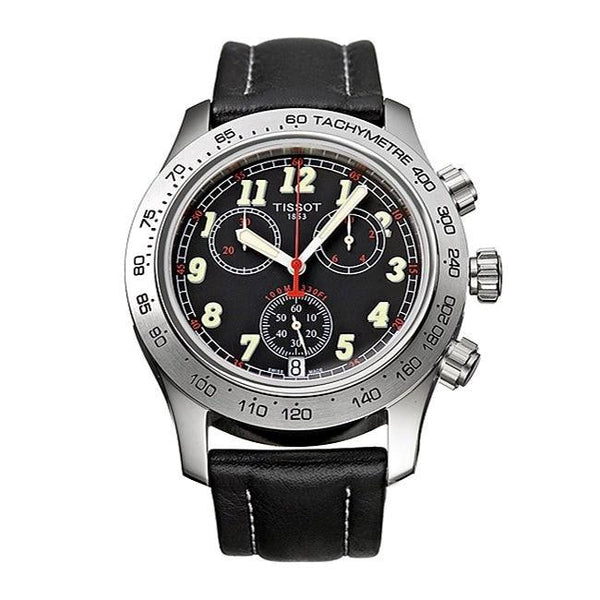 Tissot Men's T36132652 V8 Chronograph Black Leather Watch