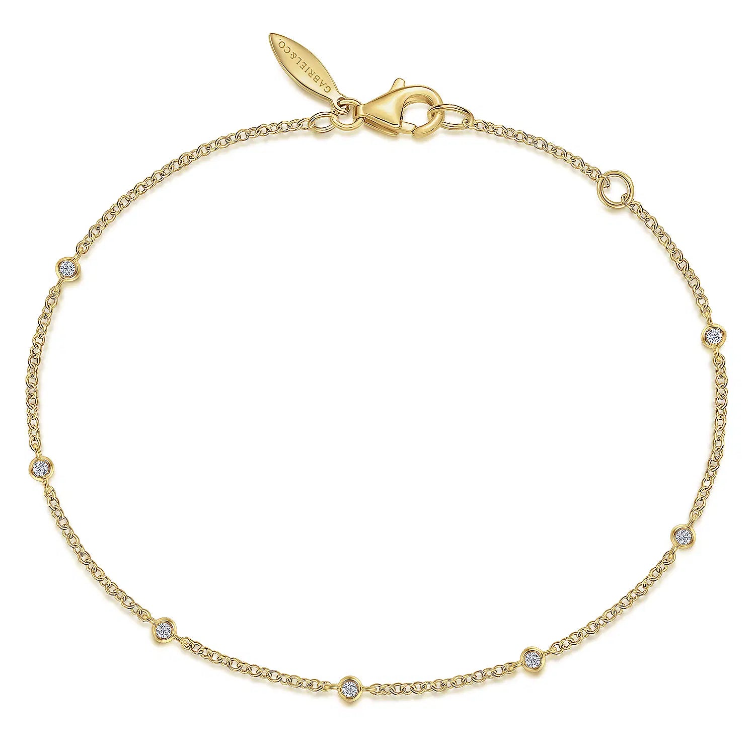 14K Yellow Gold Diamond Stations Chain Bracelet
