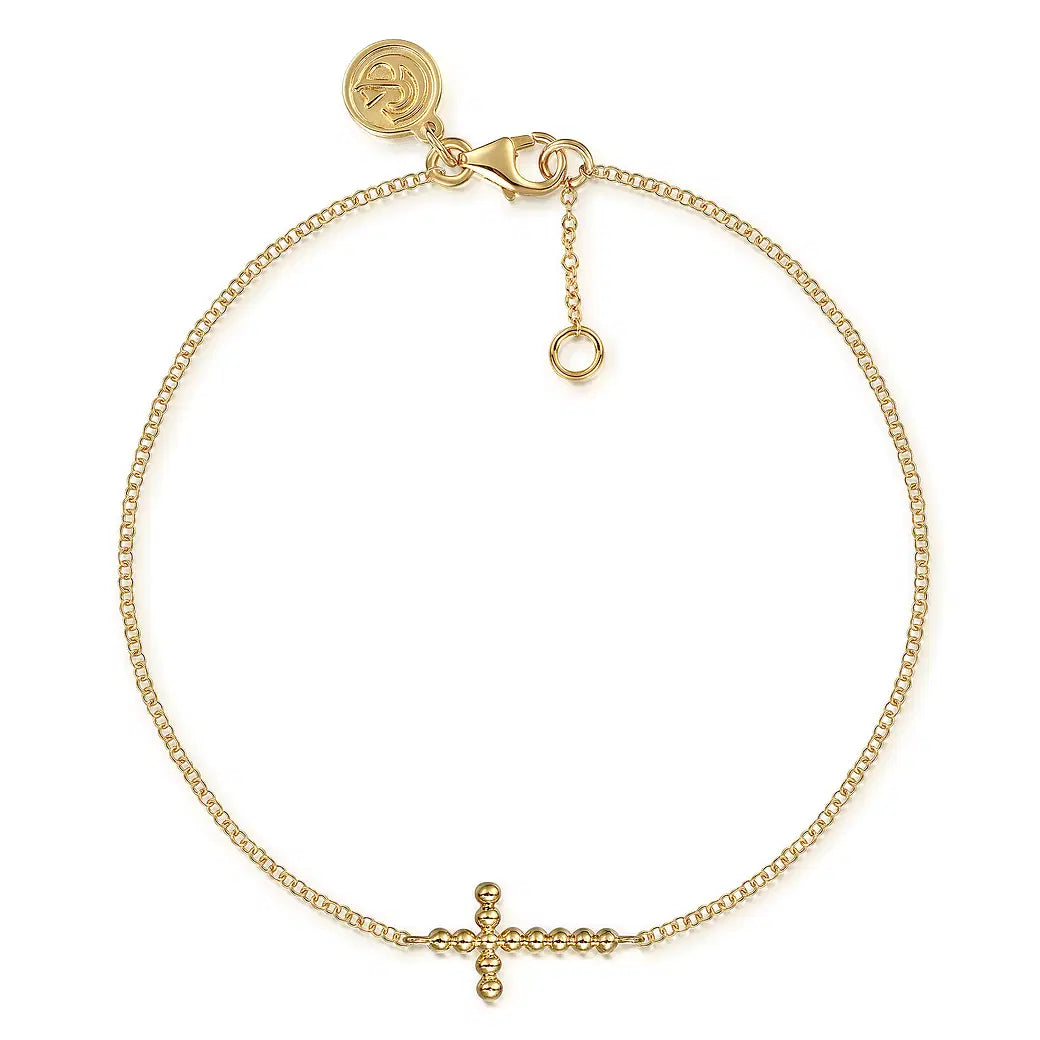 14K Yellow Plain Gold Bujukan Cross Bracelet