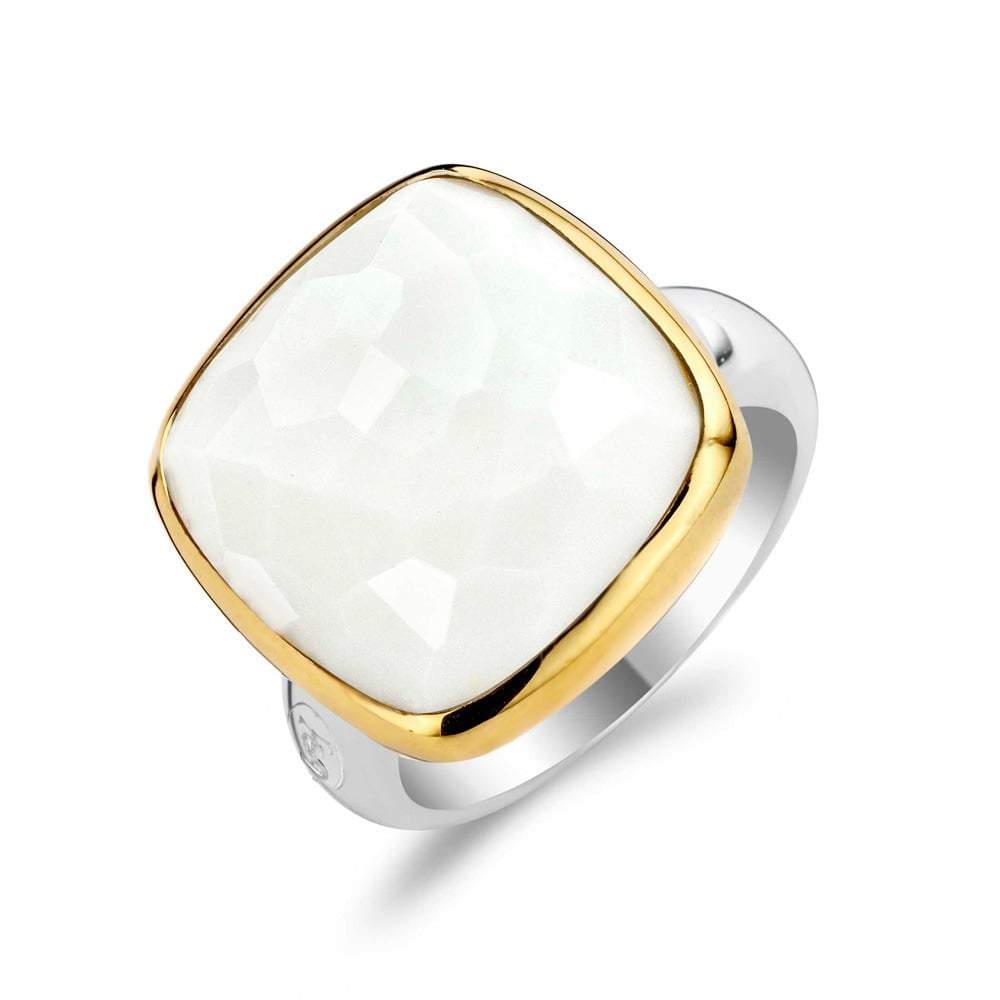 BIG GOLD WHITE RING