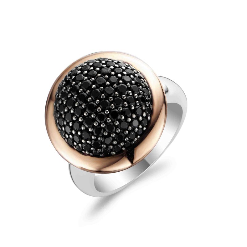 BLACK STONES & ROSE GOLD RING
