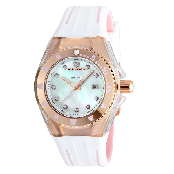 TechnoMarine Women's TM-115222 Cruise Locker Multi-Function Pink and White Silicone Watch