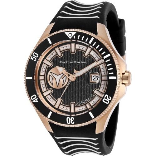 TechnoMarine Men's TM-118015 Automatic Black and White Silicone Watch