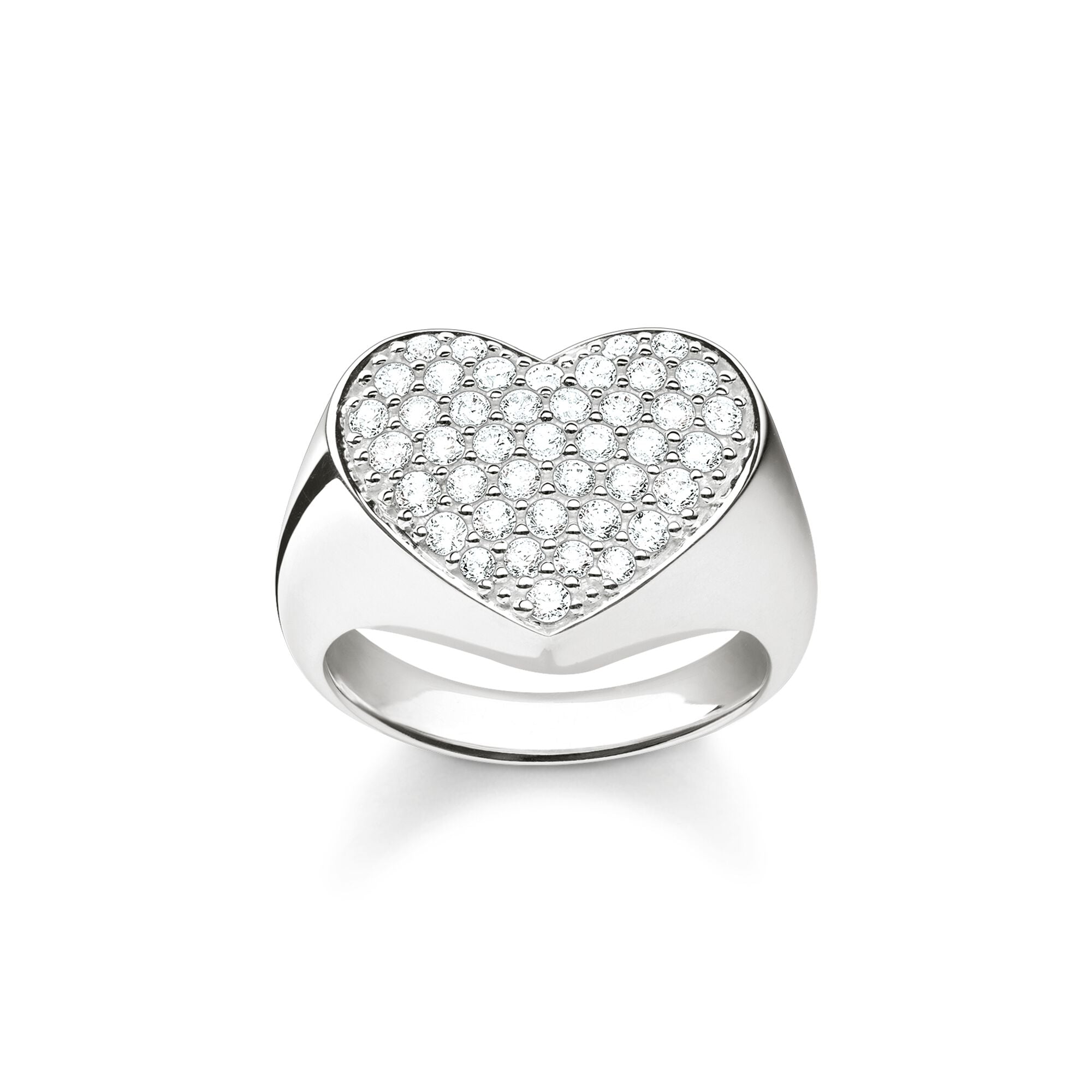SIGNET RING HEART PAVE