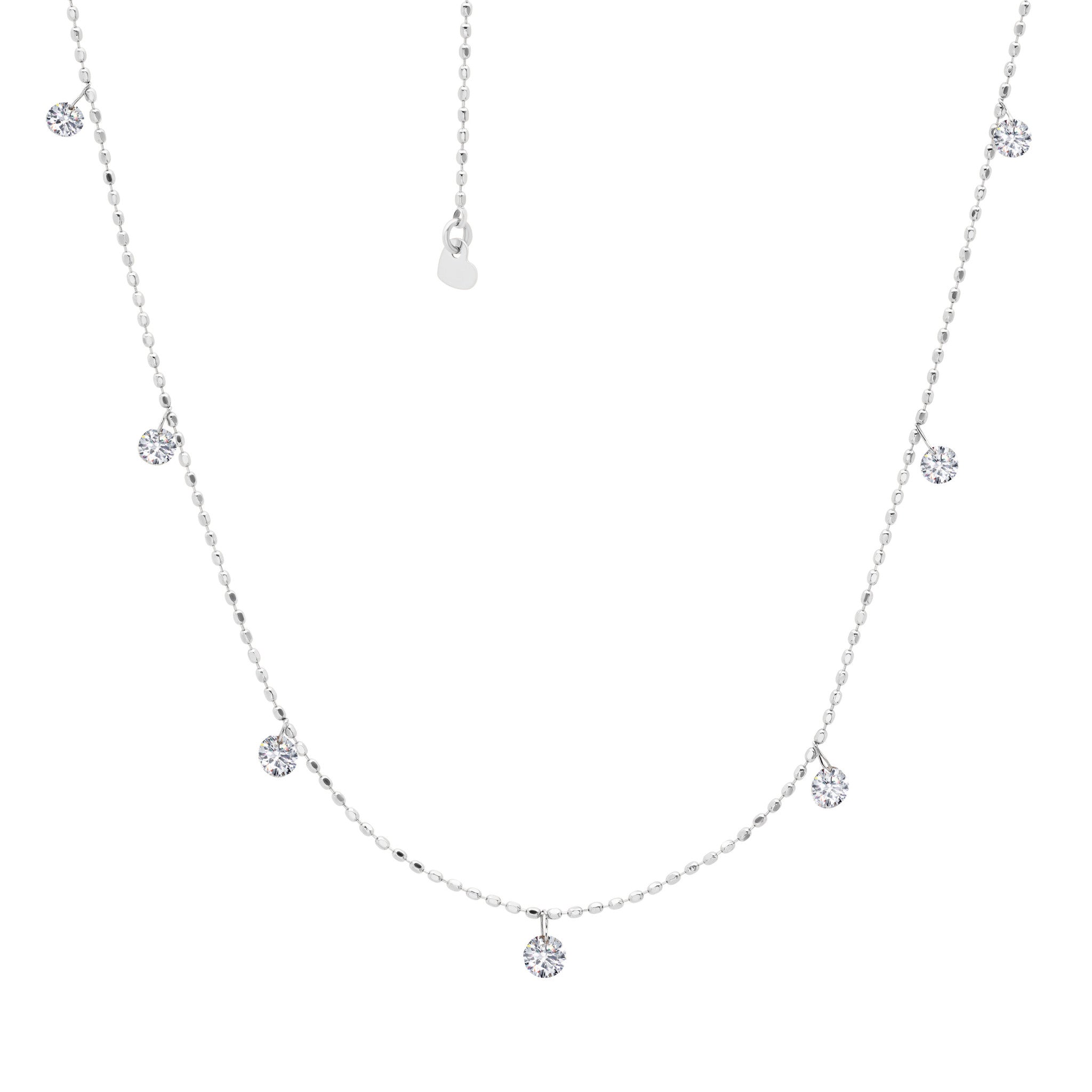 Graziela 18k White Gold 0.50ctw Tiny Floating Diamond Neckace- TSN-1041295W