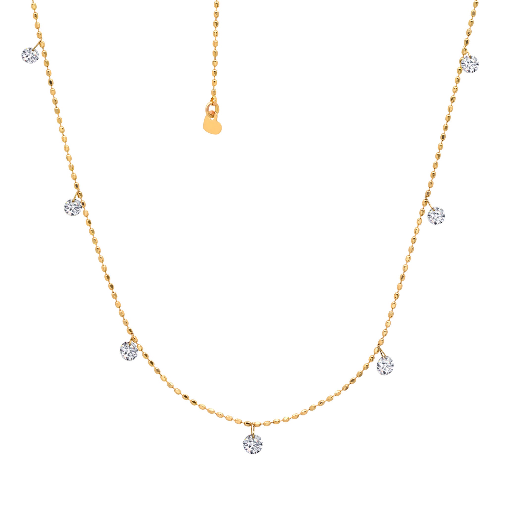 Graziela 18k Yellow Gold 0.50ctw Tiny Floating Diamond Necklace - TSN-1041295Y