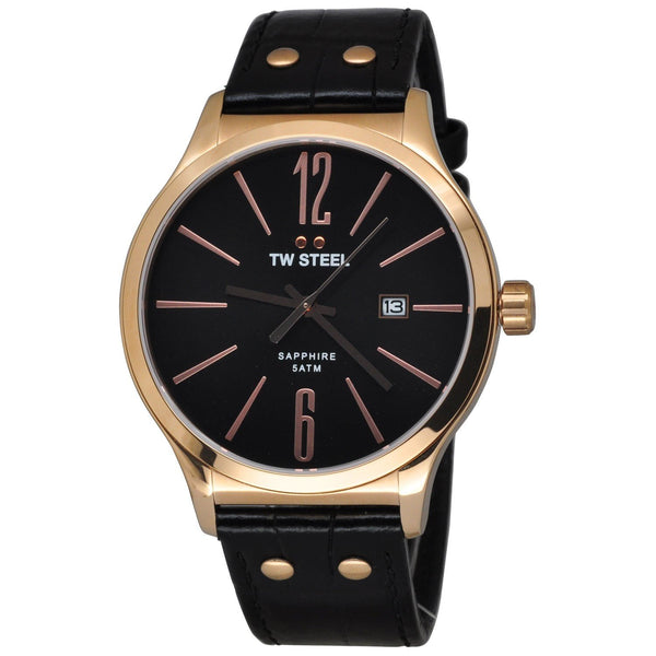TW Steel Men's TW1303 Slim Line Black Leather Watch