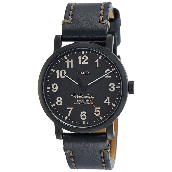 Timex Men's TW2P59000 Waterbury Black Leather Watch