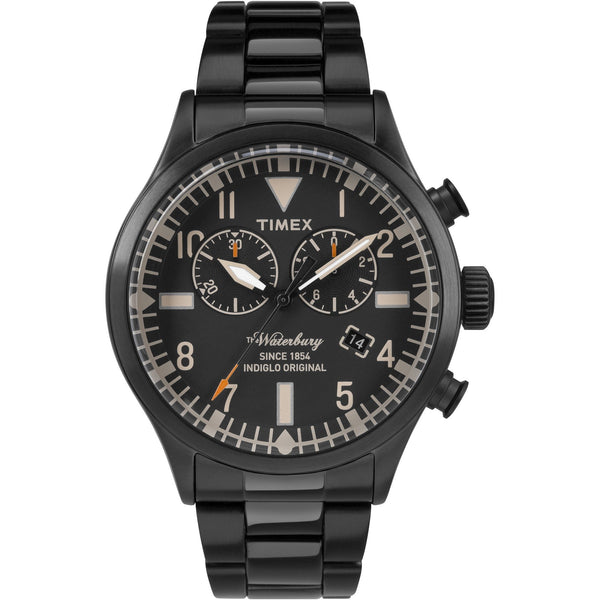 Timex Men's TW2R25000 The Waterbury Chronograph Black Stainless Steel Watch
