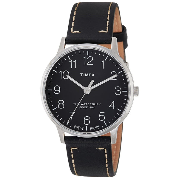 Timex Men's TW2R25500 The Waterbury Black Leather Watch