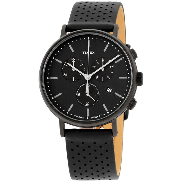 Timex Men's TW2R26800 Weekender Fairfield Chronograph Black Leather Watch