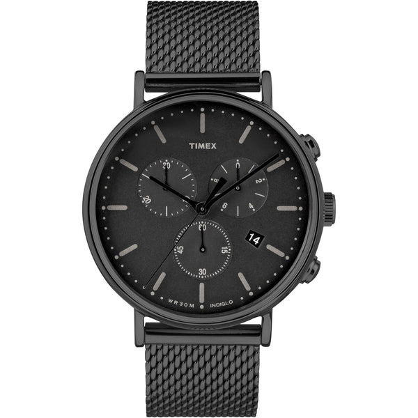 Timex Men's TW2R27300 Fairfield Chronograph Black Stainless Steel Watch