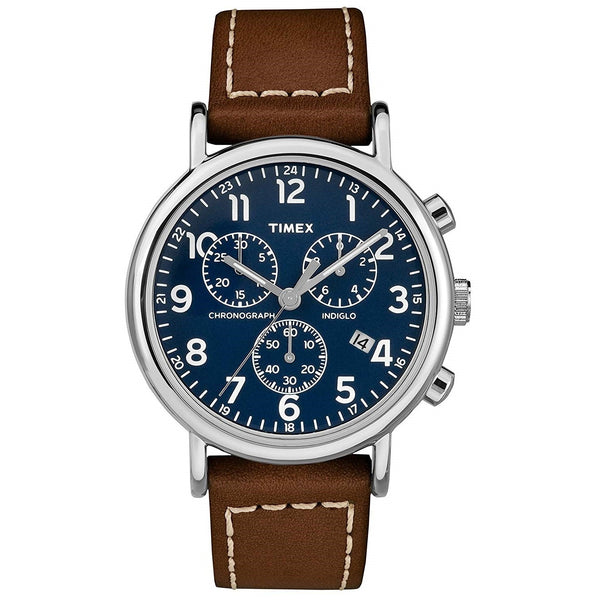 Timex Men's TW2R42600 Weekender Chronograph Brown Leather Watch