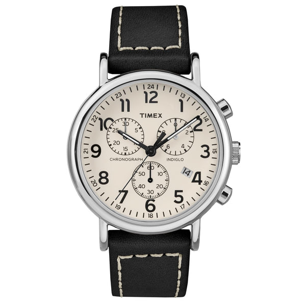 Timex Men's TW2R42800 Weekender Chronograph Black Leather Watch