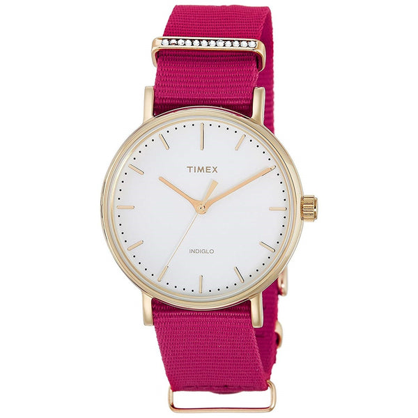 Timex Women's TW2R48600 Fairfield Crystal Pink Canvas with Sets of Crystal Watch