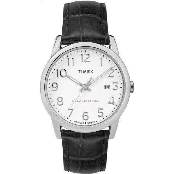 Timex Men's TW2R64900 Easy Reader Black Leather Watch