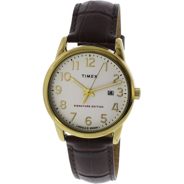 Timex Men's TW2R65100 Easy Reader Brown Leather Watch