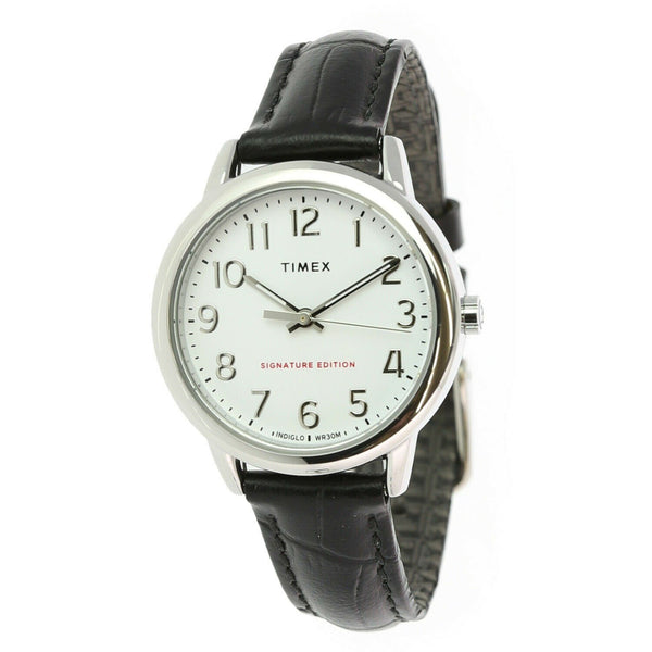 Timex Women's TW2R65300 Easy Reader Black Leather Watch