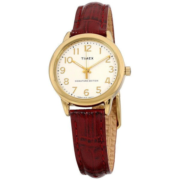 Timex Women's TW2R65400 Easy Reader Burgundy Leather Watch