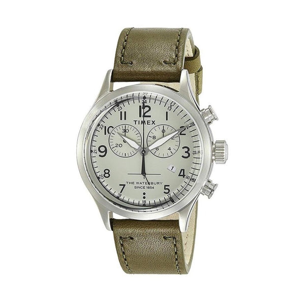 Timex Men's TW2R70800 The Waterbury Traditional Chronograph Chronograph Green Leather Watch