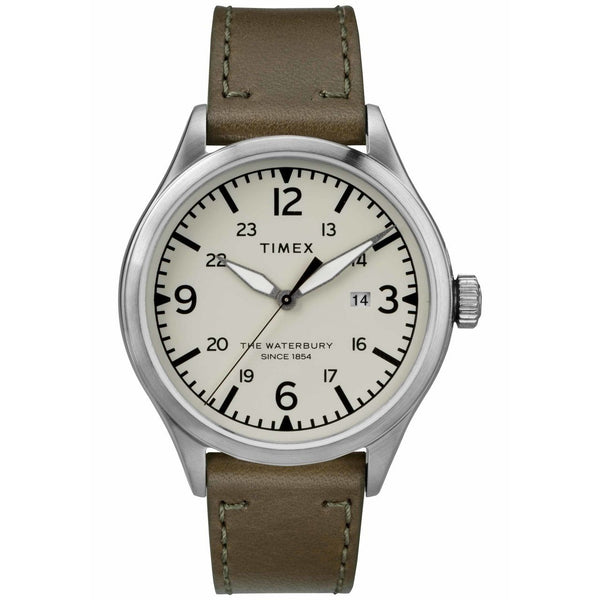 Timex Men's TW2R71100 The Waterbury Green Leather Watch