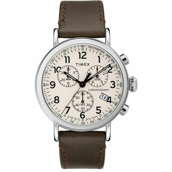 Timex Men's TW2T21000 Standard Chronograph Chronograph Brown Leather Watch