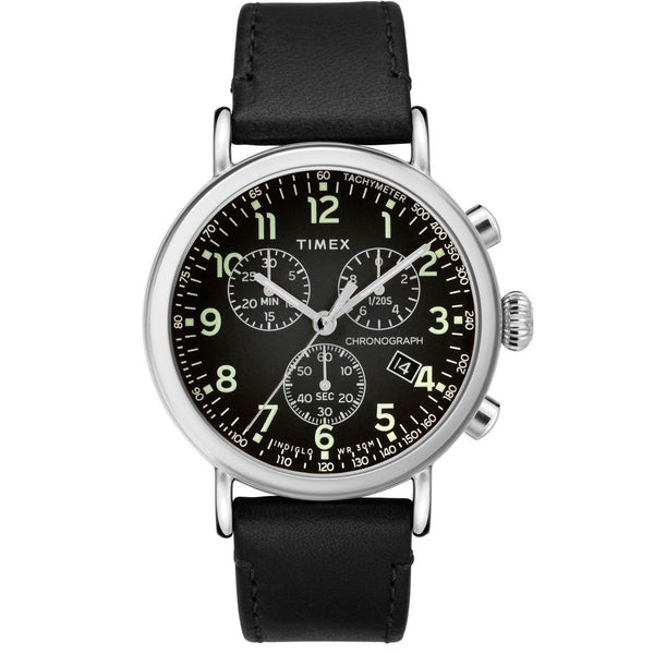 Timex Men's TW2T21100 Originals Chronograph Black Leather Watch
