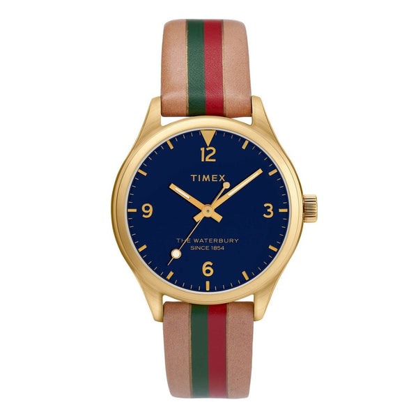 Timex Women's TW2T26300 The Waterbury Multicolored Leather Watch