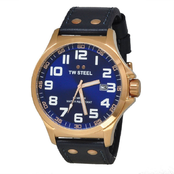 TW Steel Men's TW405 Pilot Blue Leather Watch