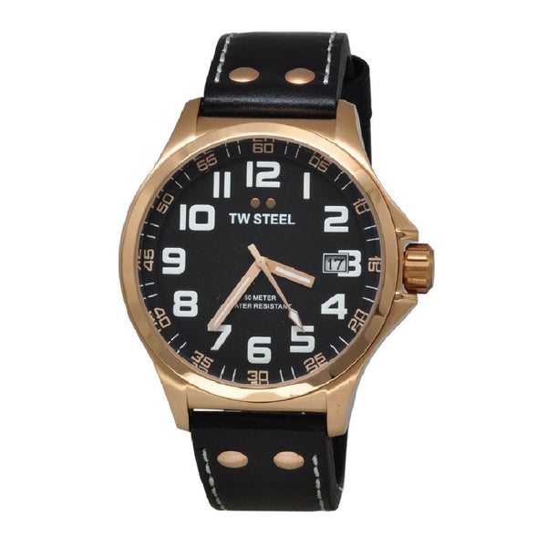 TW Steel Men's TW416 Pilot Black Leather Watch